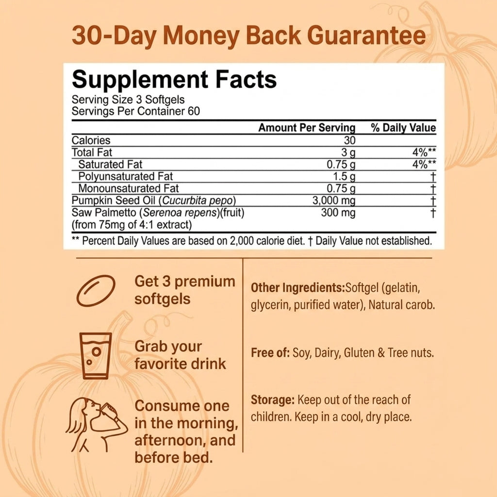 Virgin Cold-Pressed Pumpkin Seed Oil Softgels
